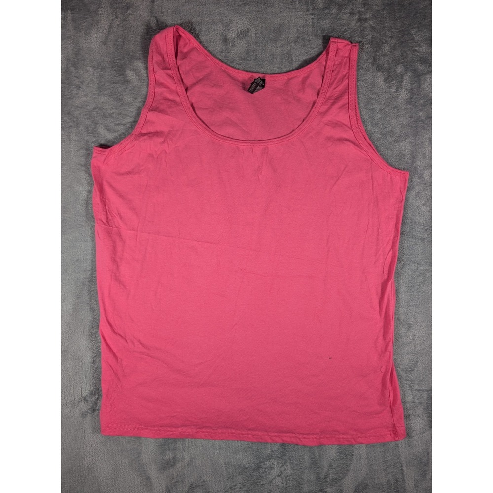 Anvil Womens Pink Lightweight Cotton Scoop Neck Sleeveless Tank Top Size 2XL